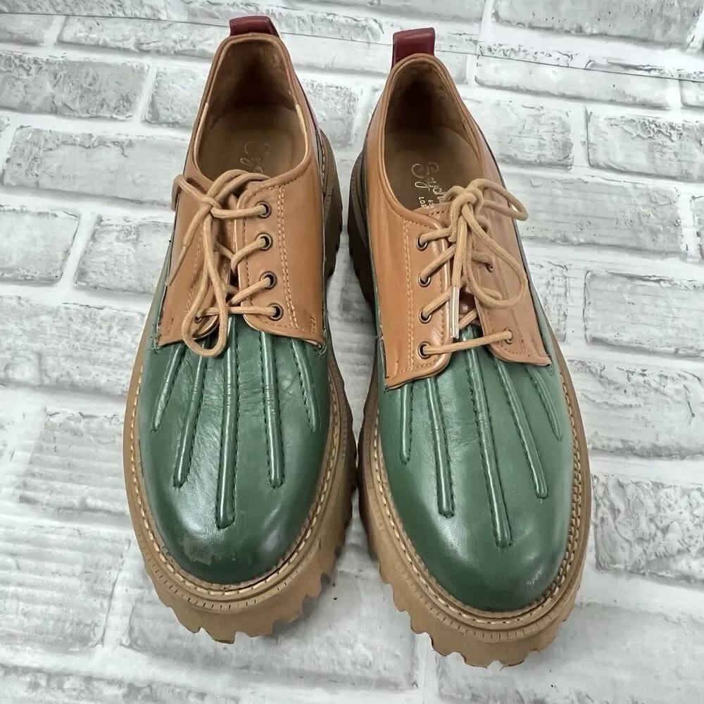 Seychelles for Free People Aspen Women's Size 9 Leather Color Block Lug Loafers
